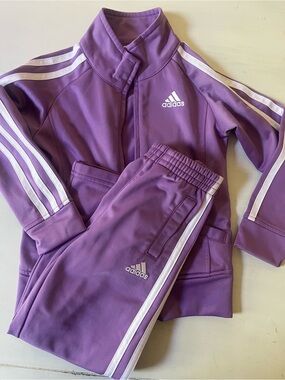 adidas Purple and White Kids Matching Track Set